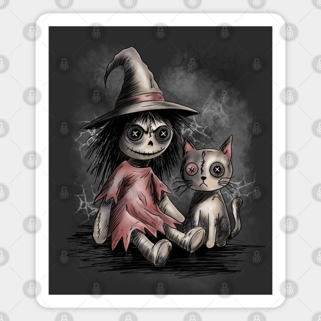 Ragdoll Witch and Cat Magnet by H. R. Sinclair